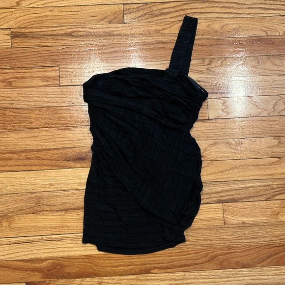 Tracy Reese NYC one shoulder ruched band stretchy black top - Picture 8 of 10